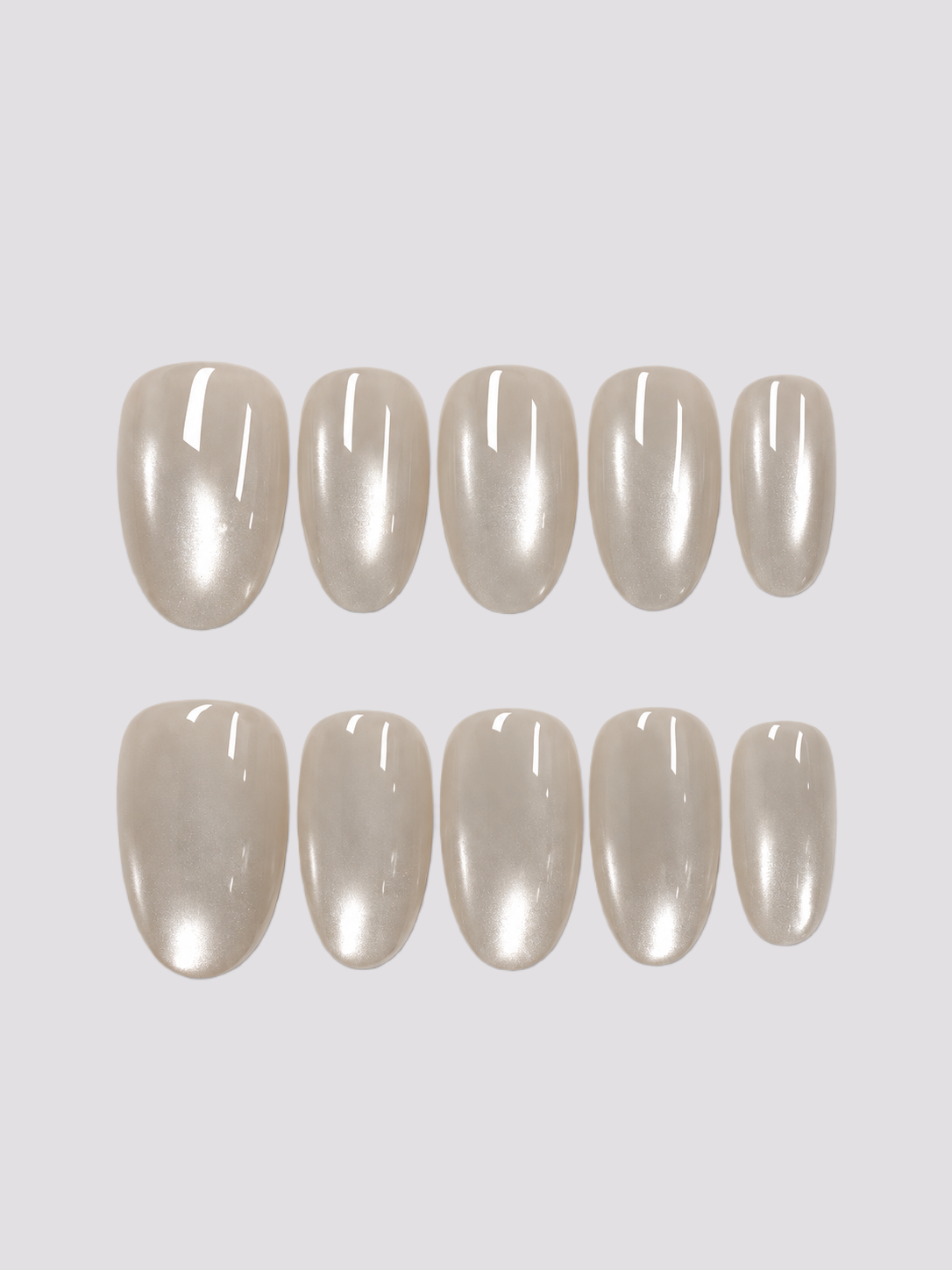 Pearl Veil short oval press-on nails – flat-lay product view