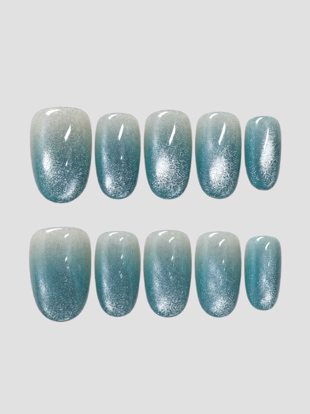 Mint Condition short oval press-on nails – flat-lay product view