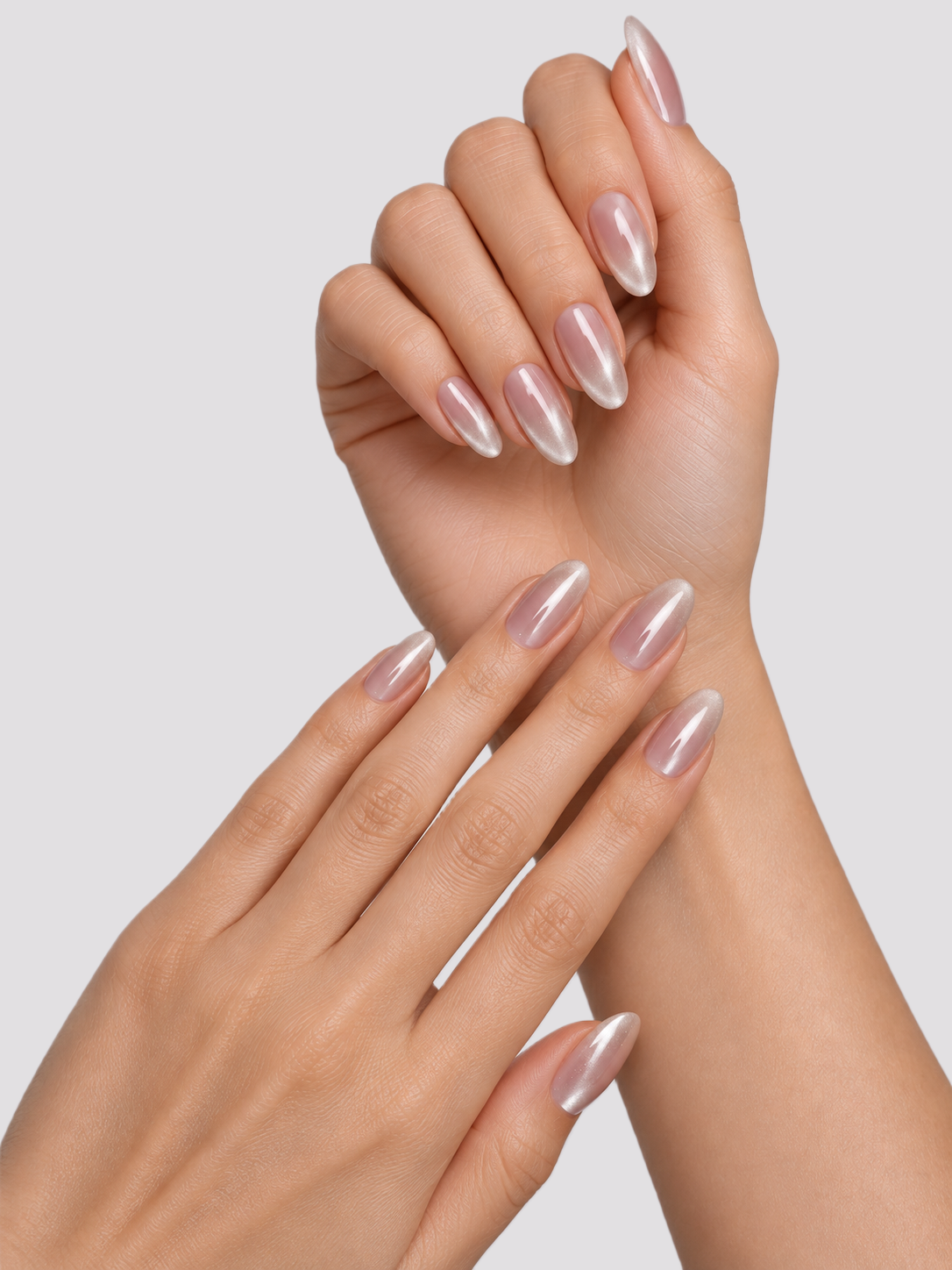 Bare Glow medium oval press-on nails – worn on hands