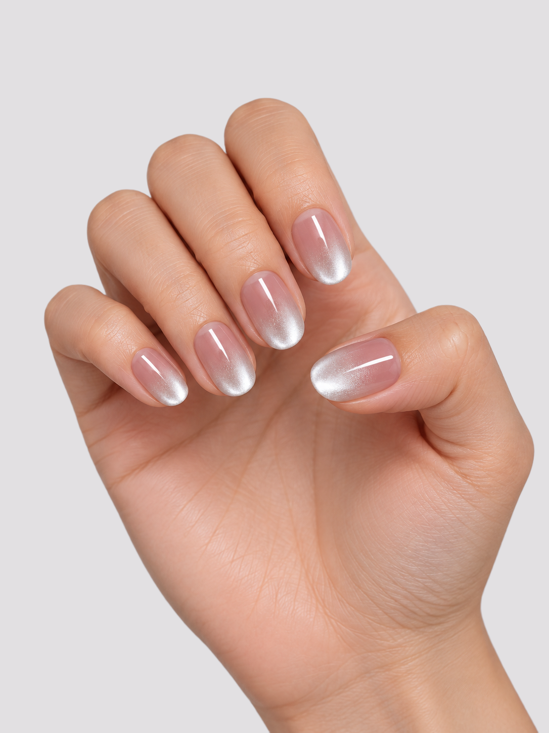 Clean Glow short oval press-on nails – worn on hands
