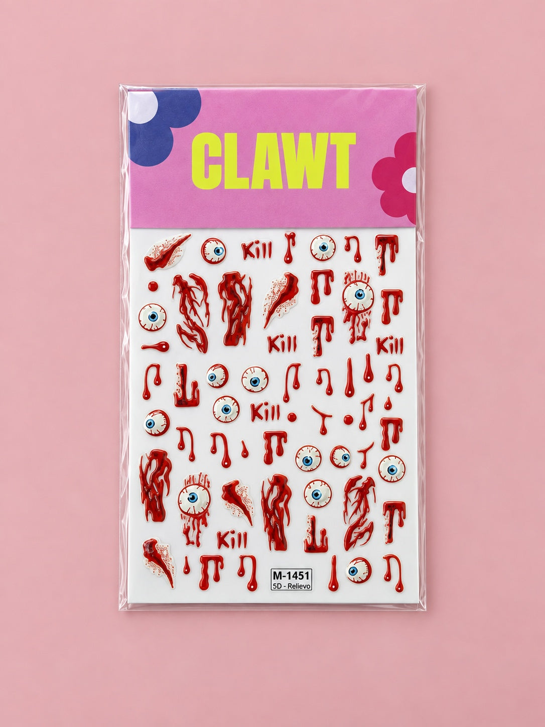 Bloody Mess Nail Stickers – packaged sticker sheet, flat-lay product view