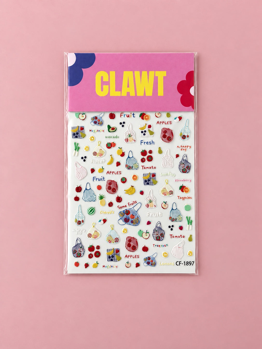 Fresh Market Nail Stickers – packaged sticker sheet, flat-lay product view