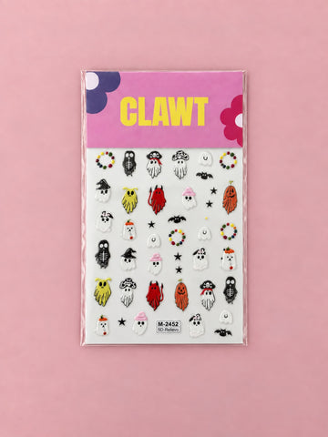 Ghost Parade Nail Stickers – packaged sticker sheet, flat-lay product view