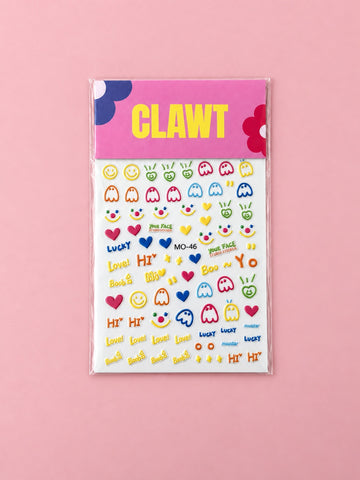 Happy Chaos Nail Stickers – packaged sticker sheet, flat-lay product view