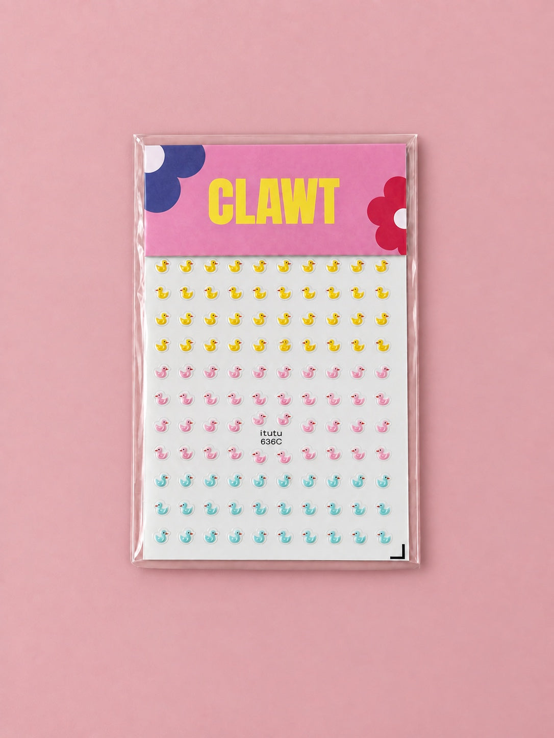Lucky Duck Nail Stickers – packaged sticker sheet, flat-lay product view