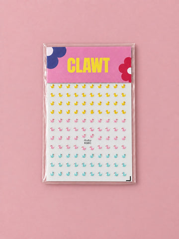 Lucky Duck Nail Stickers – packaged sticker sheet, flat-lay product view