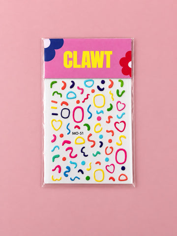 Pop Lines Nail Stickers in bright – packaged sticker sheet, flat-lay product view