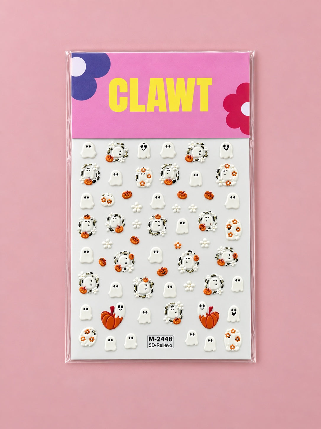 Pumpkin Ghost Nail Stickers – packaged sticker sheet, flat-lay product view