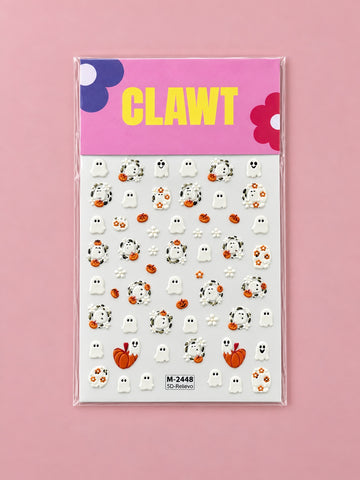 Pumpkin Ghost Nail Stickers – packaged sticker sheet, flat-lay product view