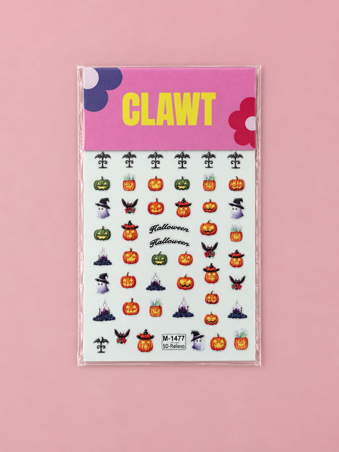 Pumpkin Spell Nail Stickers – packaged sticker sheet, flat-lay product view