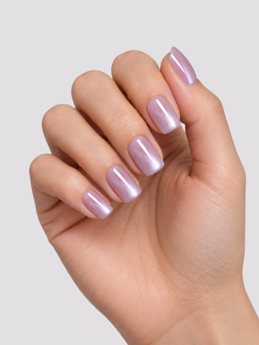 Lilac Dream short square press-on nails – worn on hands